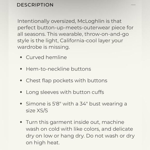 NWT New Frank & Eileen Mcloghlin Utility Shacket in Natural Size M/L - Picture 9 of 10